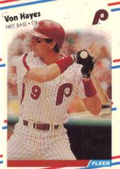 1988 Fleer Baseball Cards      304     Von Hayes